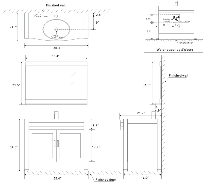 Line Art Vanity : Standard bathroom mirror thickness designs